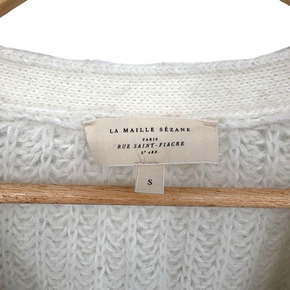 Sézane Basile V-Neck Oversized Striped Cardigan | Sz Small | Ecru White & Navy - Picture 5 of 15